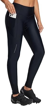 Women Bike Pants 4D Padded Cycling Tights High Waisted Bicycle Clothes Pockets Biking Apparel UPF 50
