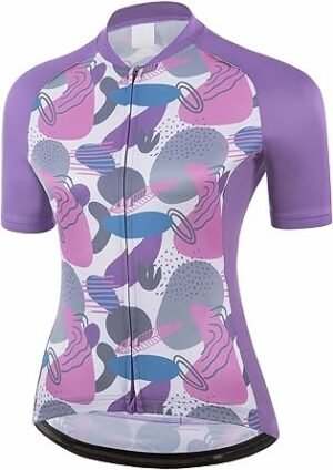 Women Cycling Jersey Short Sleeve with Rear Pockets Full Zipper Bike Shirts Quick Dry Biking Bicycle Jersey