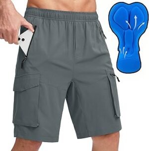 Men Mountain Bike Shorts 3D Padded Loose fit Biking Riding Cycling Bicycle Biker Shorts Zipper Pockets