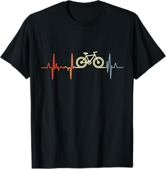 Vintage Bicycle Heartbeat Racing Cyclist Bike Pulse Line T Shirt